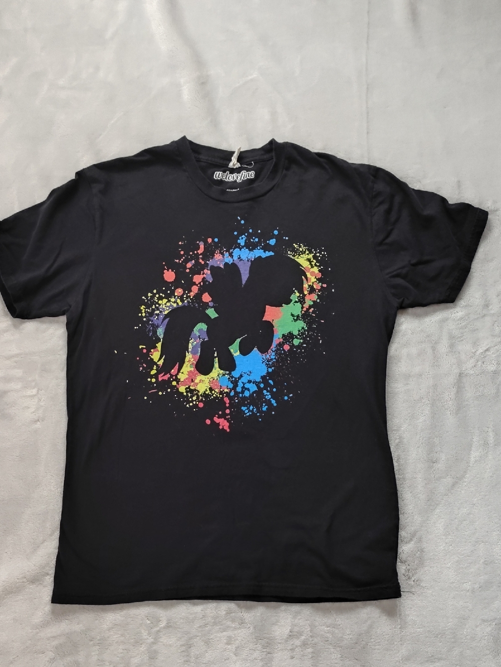Welovefine x My Little Pony Black Short Sleeve Tee Rainbow Dash Size Large